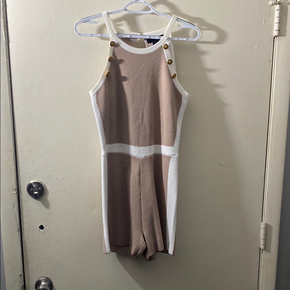Stylish Tan and Cream Jumpsuit